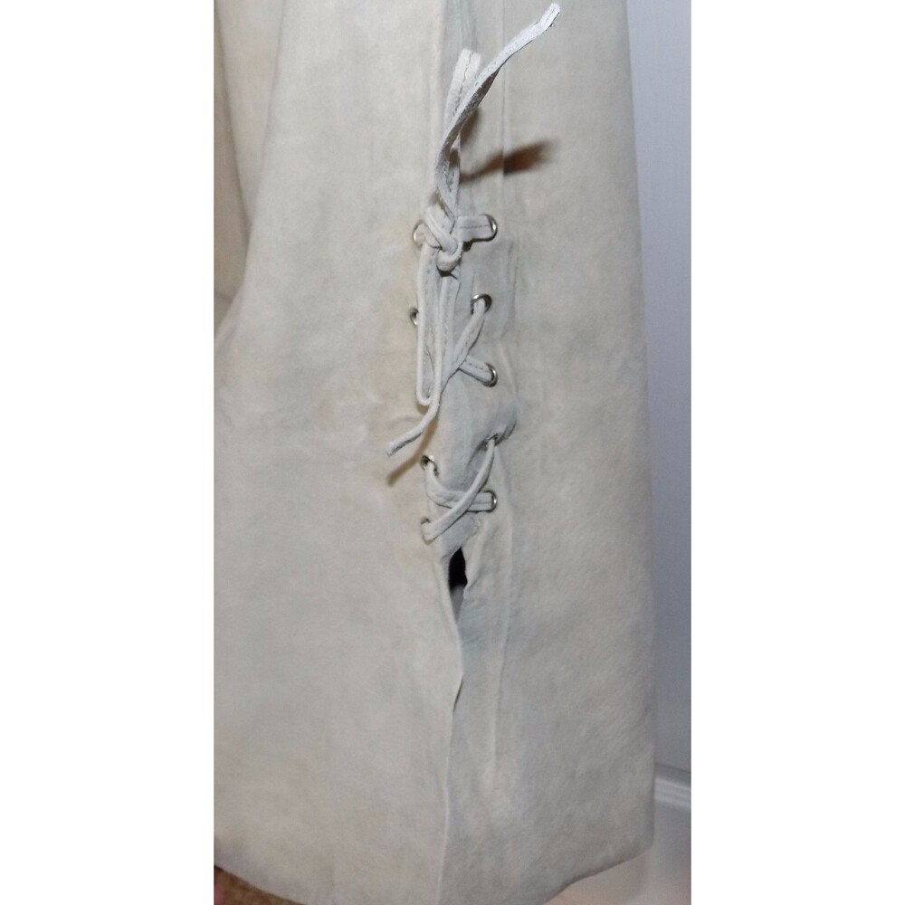 Saint Tropez Women's Suede Leather Pants Uncut Full Length Beige Tan Size XL 32" - Picture 4 of 6